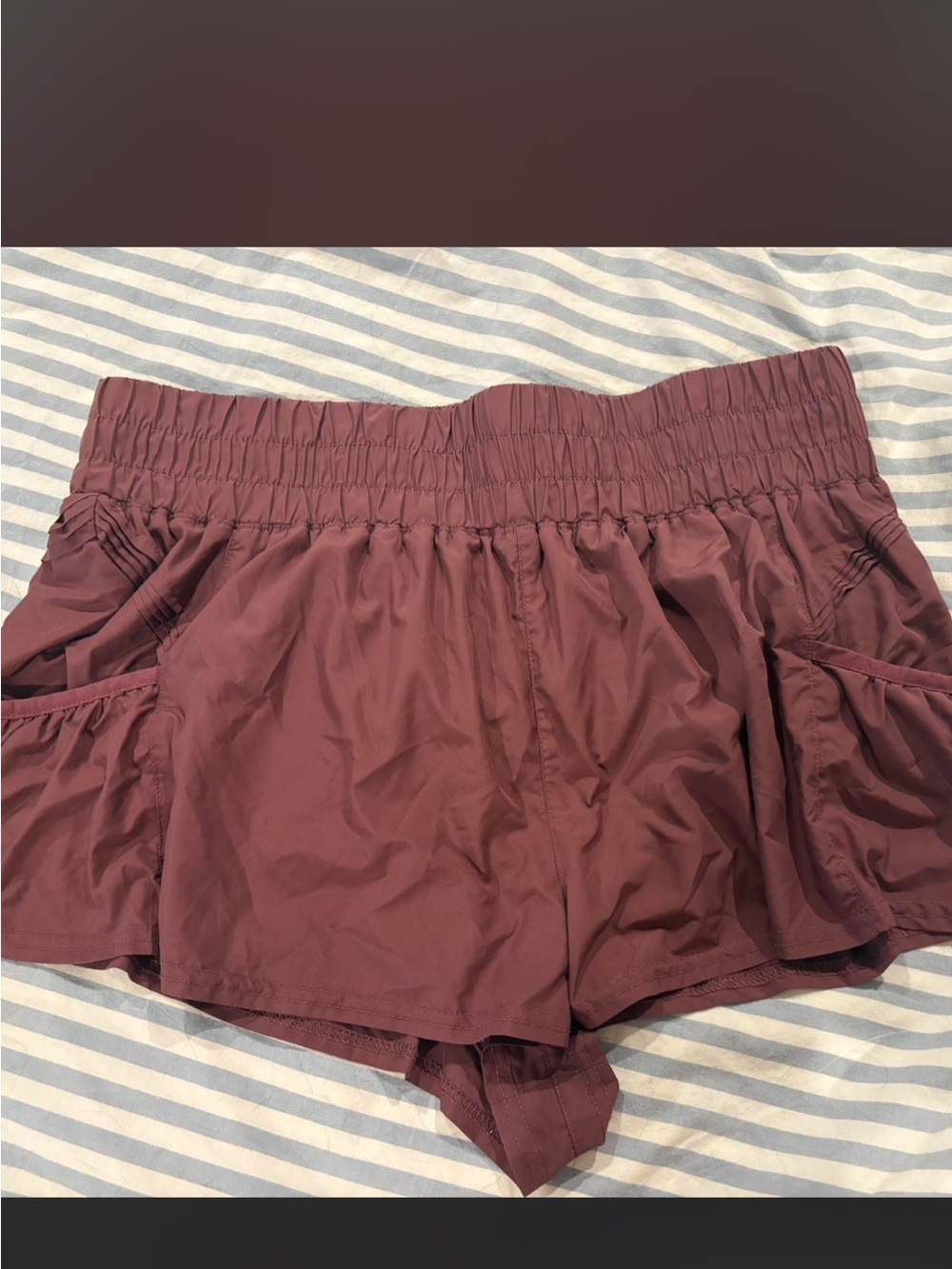 FP Movement by Free People Smocked Waist Athletic Shorts - Mauve Plum